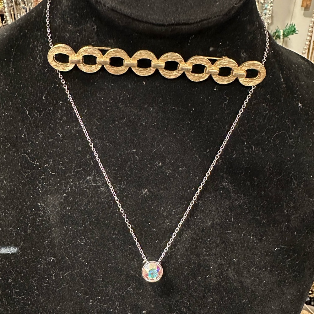 Touchstone Crystal Aurora Borealis Pendant Necklace